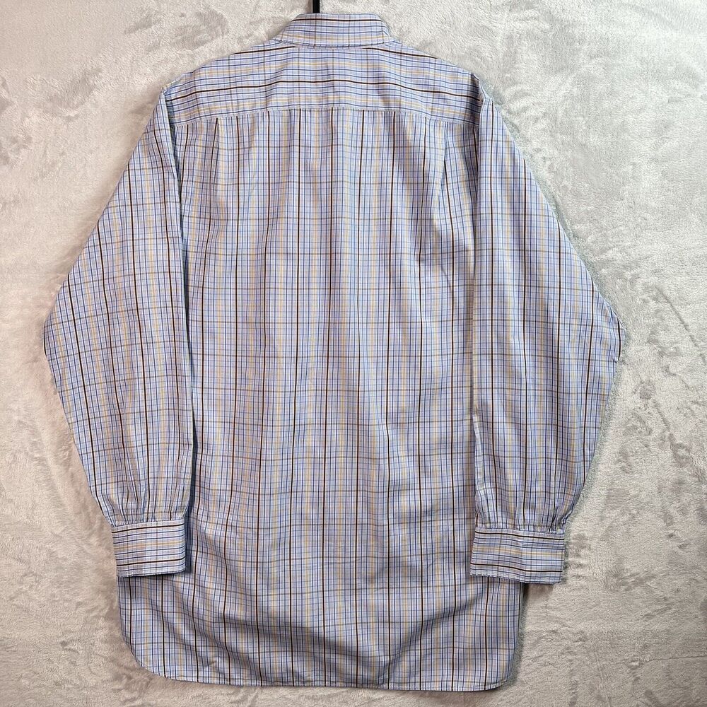 Turnbull & Asser‎ Bespoke Mens Dress Shirt XL?*READ Blue Plaid Button Down - Picture 14 of 16